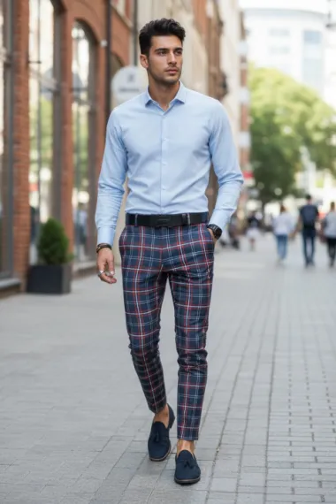 Pantaloni barbati eleganti in carouri B1745 B15-4